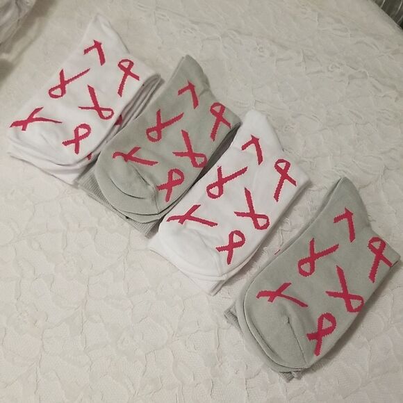 4-Pack: Breast Cancer Awareness mid calf Socks - Picture 1 of 8